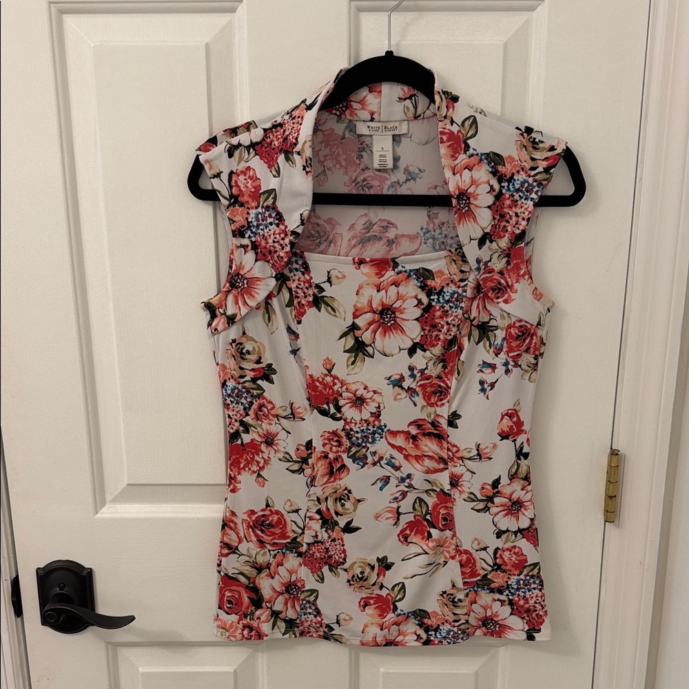 White House Black Market Pink and Cream Blouse